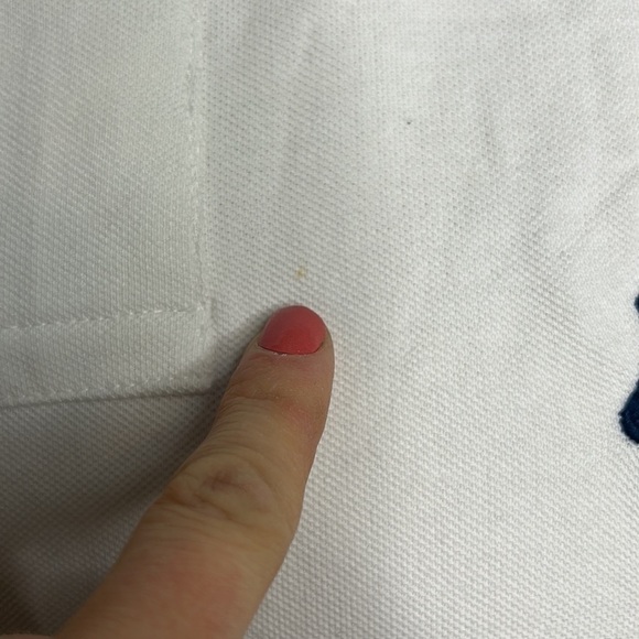 Polo Ralph Lauren White Blue USA Large Horse Custom Fit Polo L - Picture 3 of 6